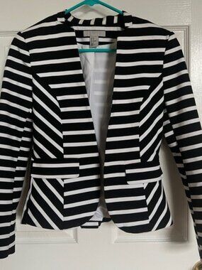 H&M Black and White Striped Blazer